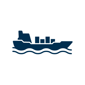 Maritiem icoon met vrachtschip op golven