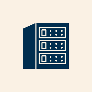 Pictogram datacenter met vereenvoudigd serverrek