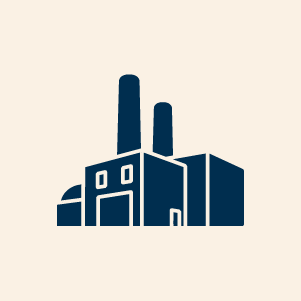 Fabriekspictogram voor productie of industrie