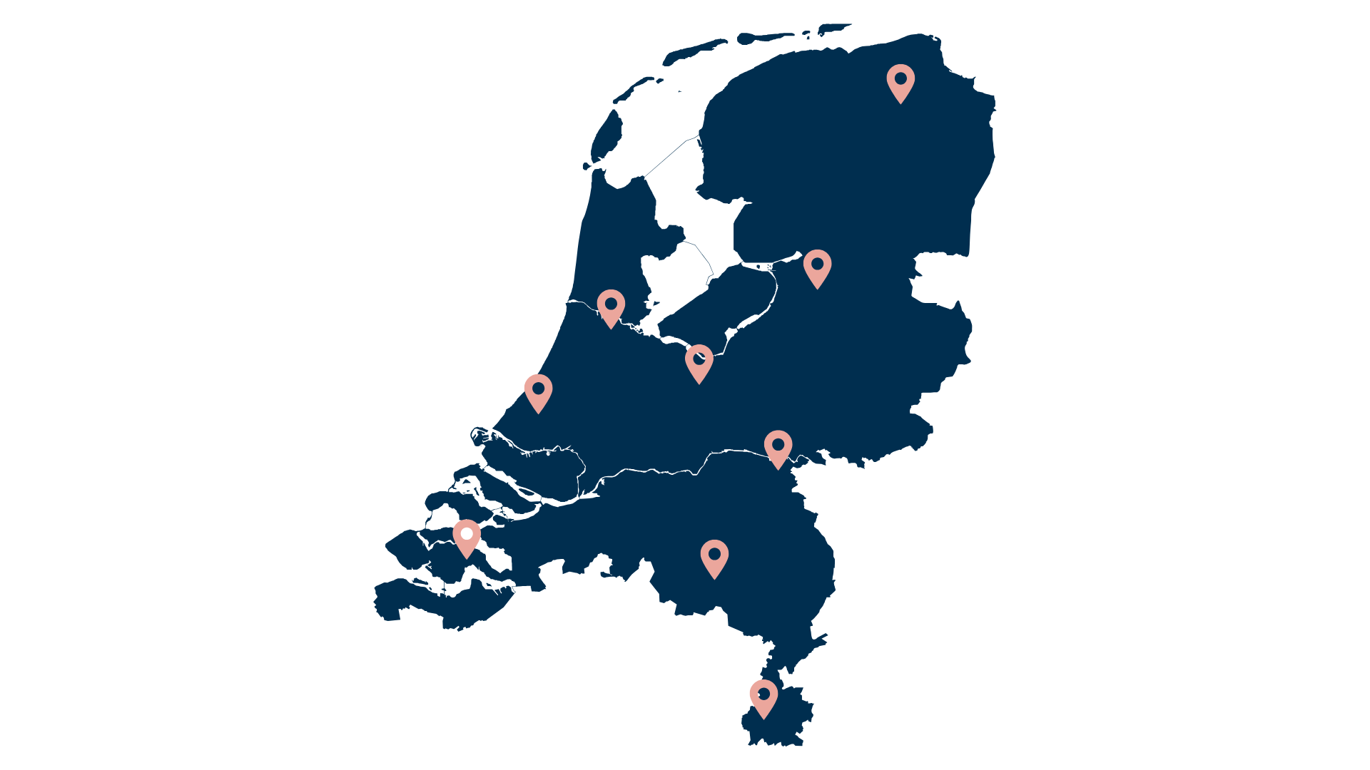 Kaart van Nederland met onze kantoorlocaties