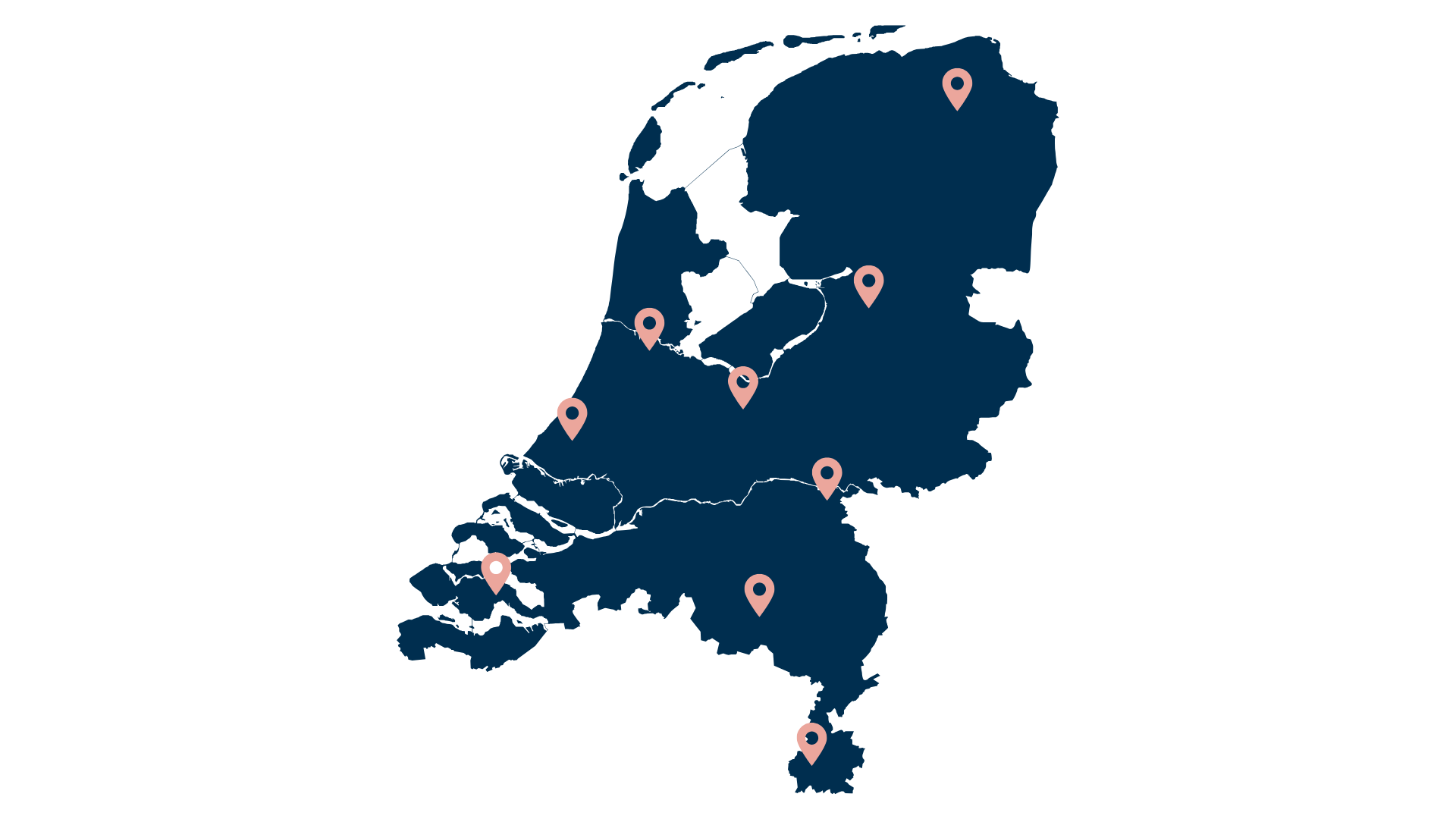 Kaart van Nederland met onze kantoorlocaties