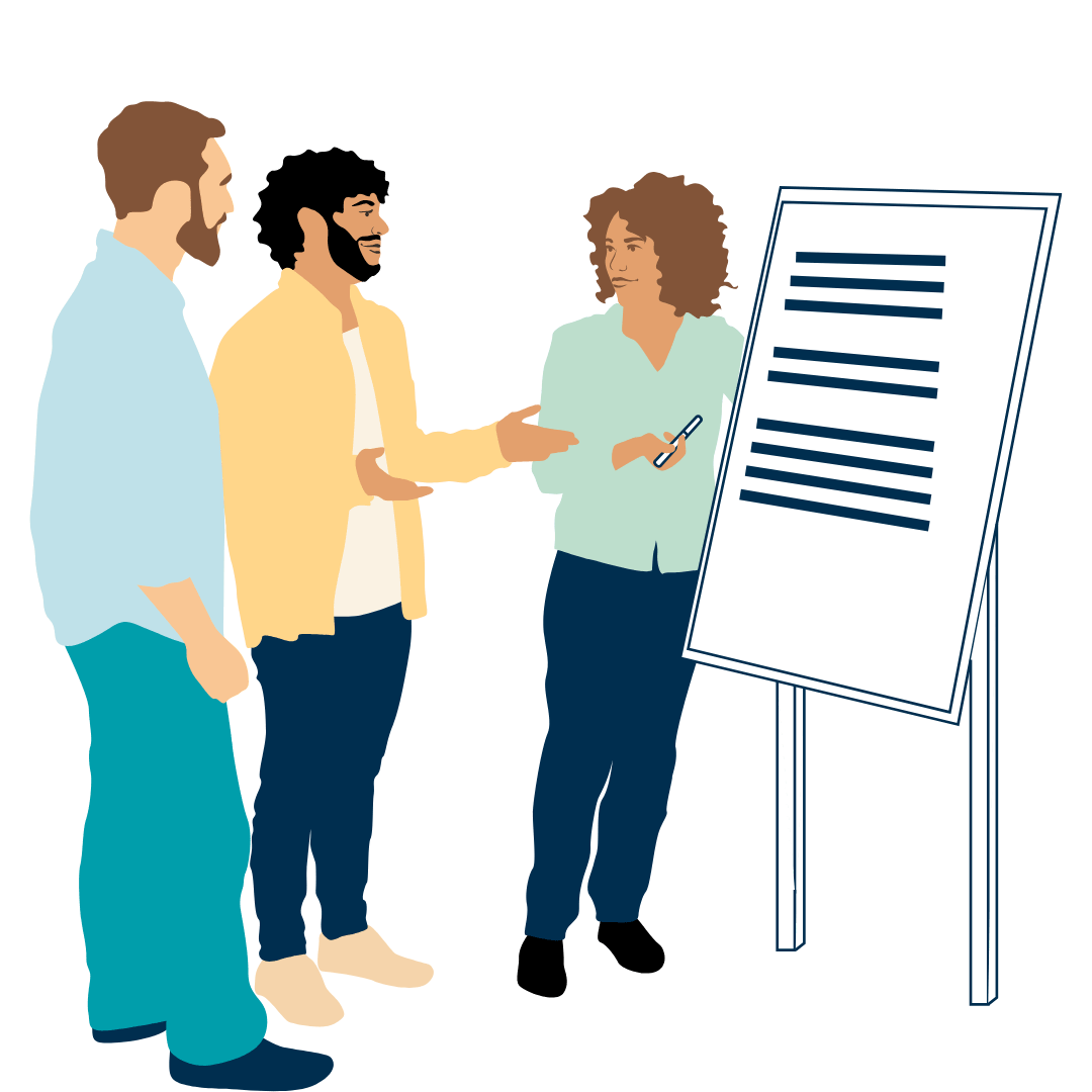 Mensen voor een flipover