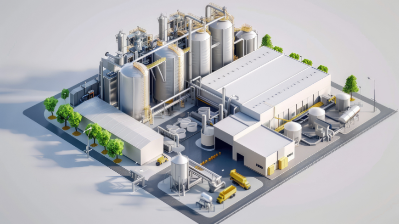 Rendering van een fabriekssite