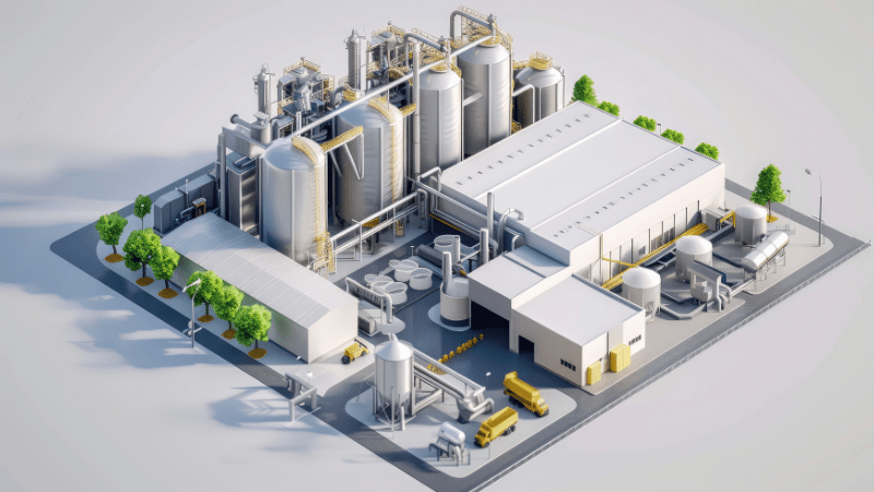 Rendering van een fabriekssite