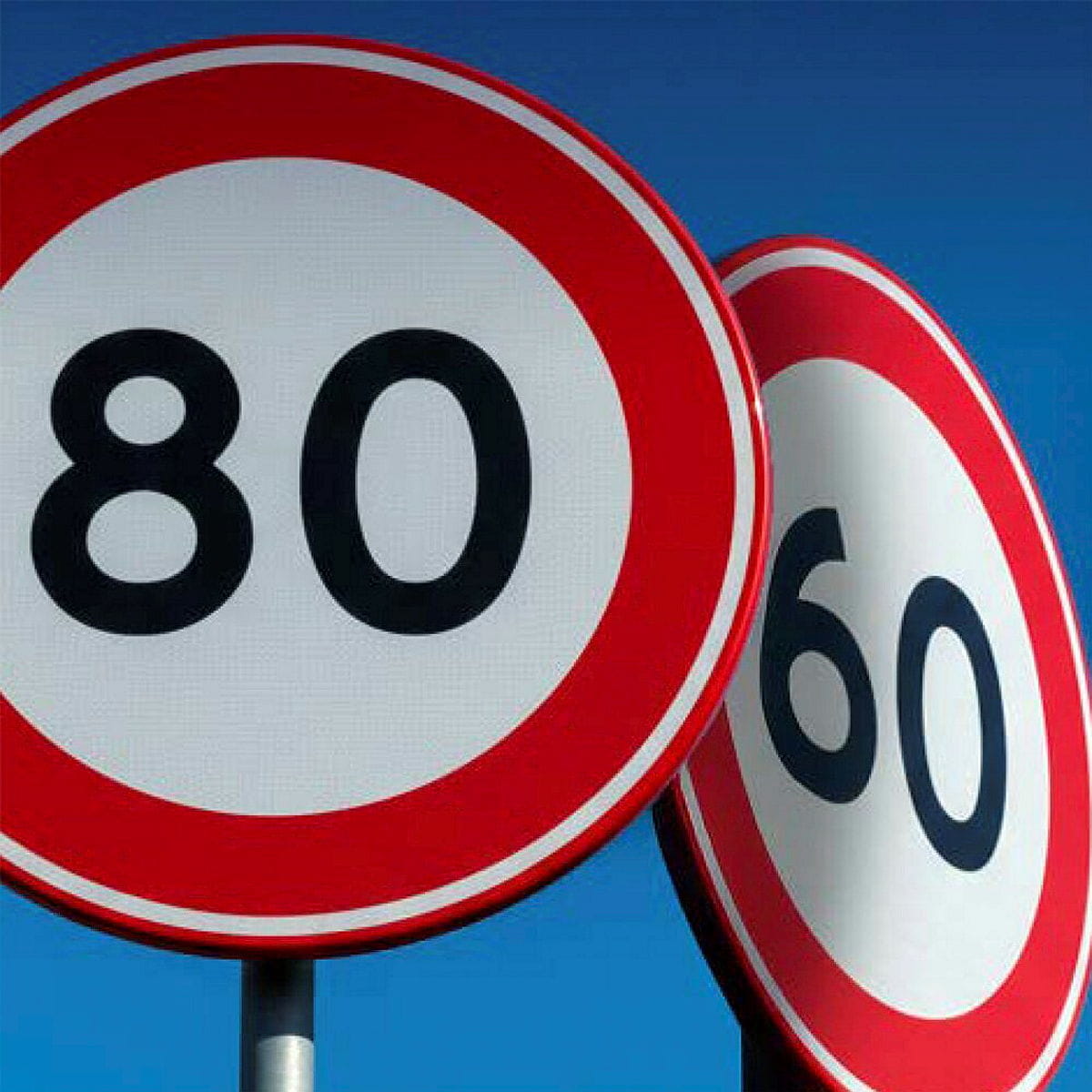 Twee verkeersborden die snelheid aangeven