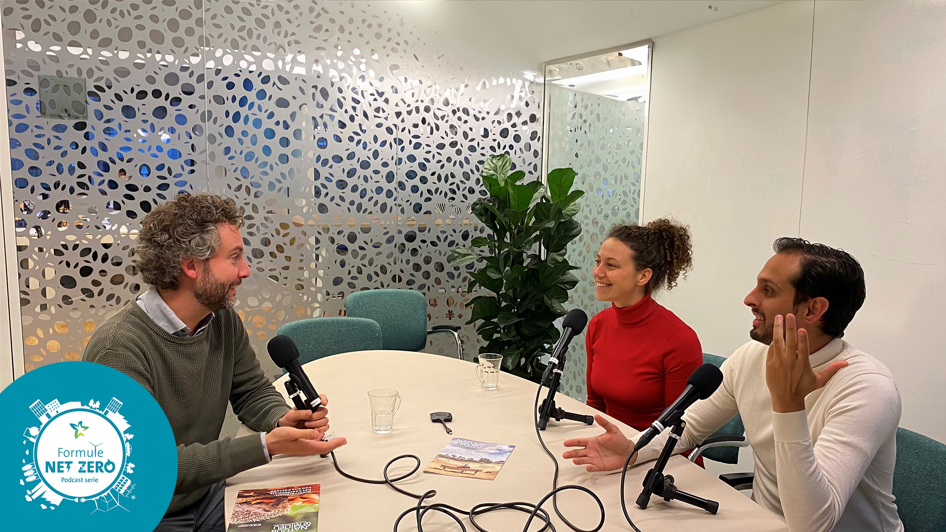 People talking for a podcast recording