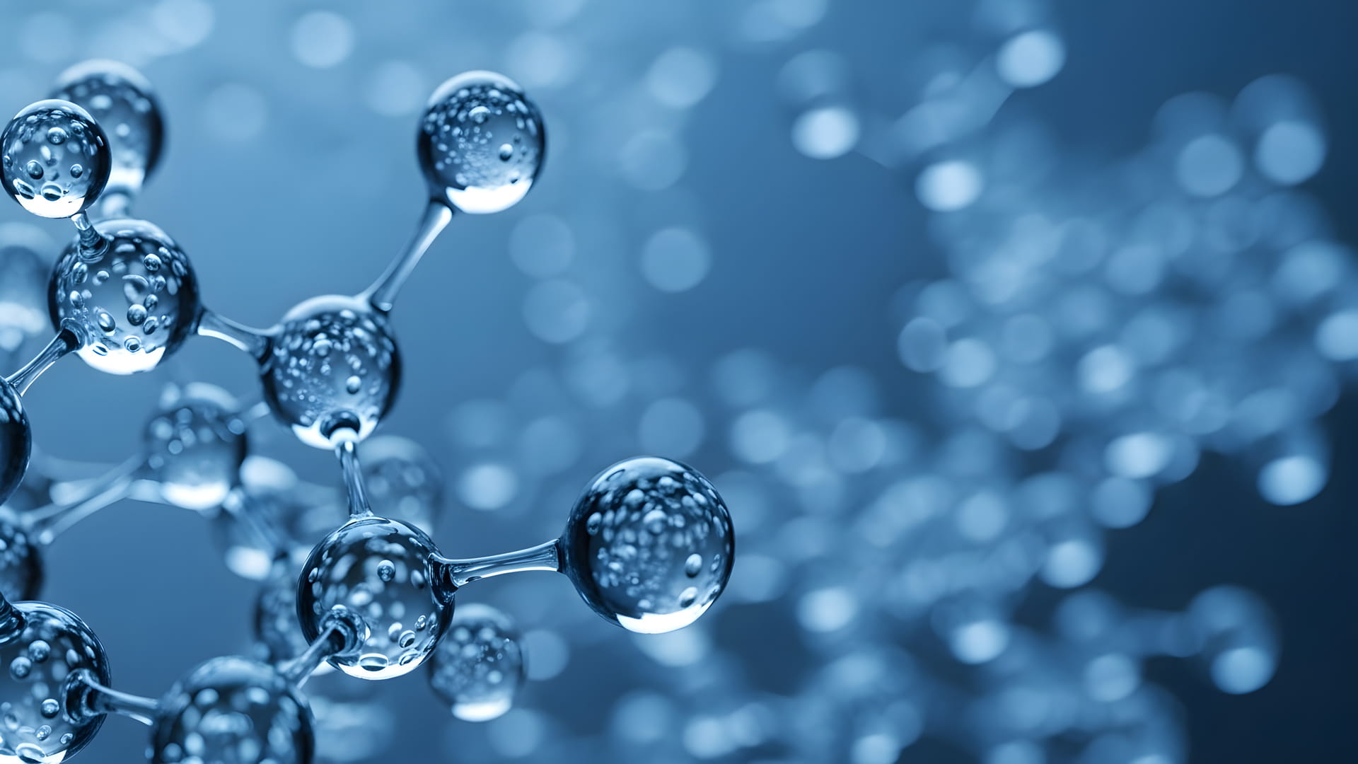 Abstracte moleculen als visuele weergave van chemische stoffen in milieu en industrie.