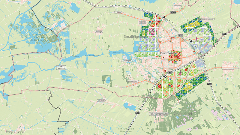 Kaart Noord Nederland Lelylijn gebieden