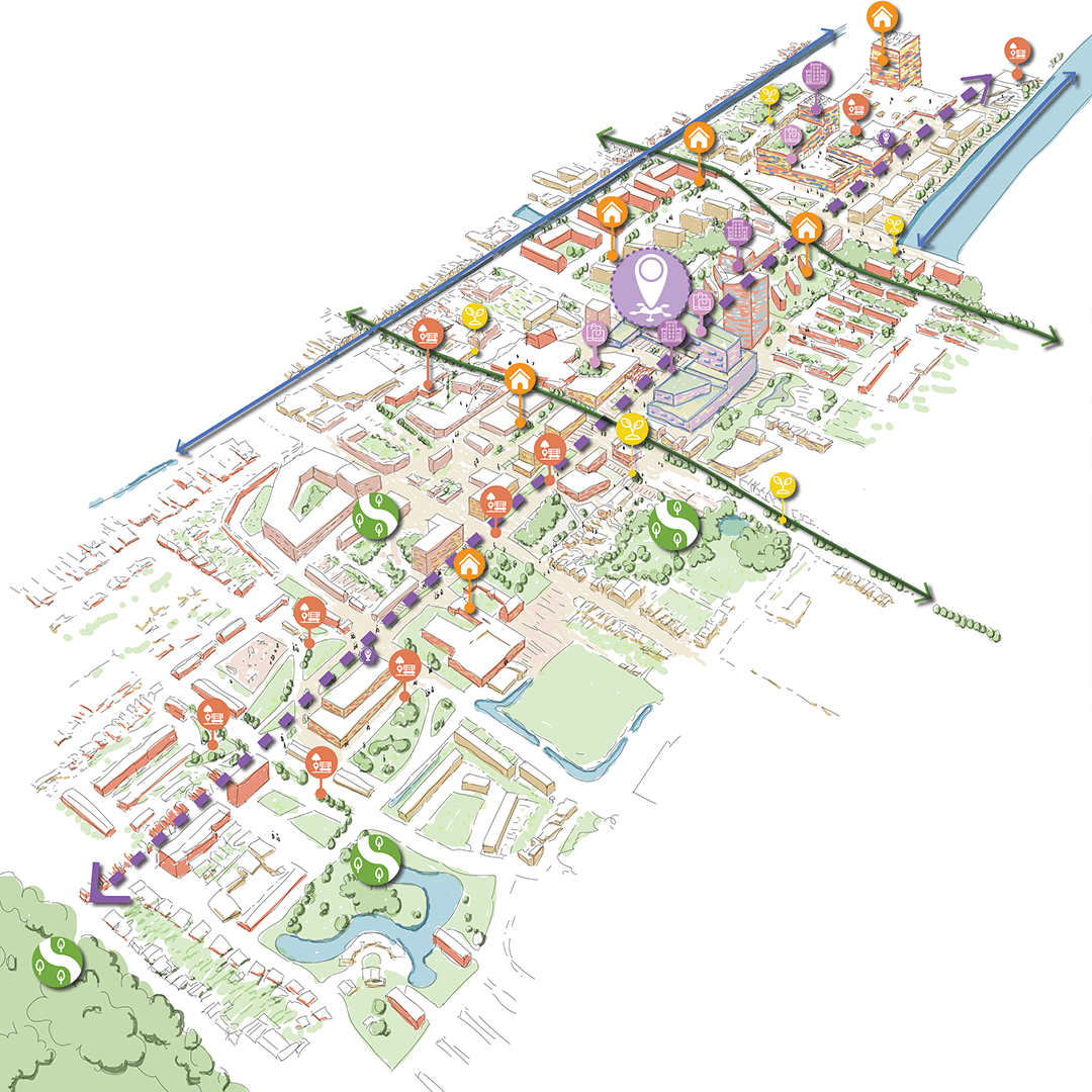Gebied Lelylijn onderdelen iconen Noord Nederland