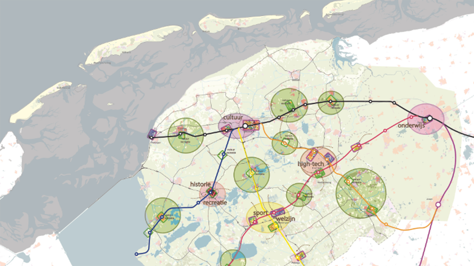 Kaart Noord Nederland Lelylijn 