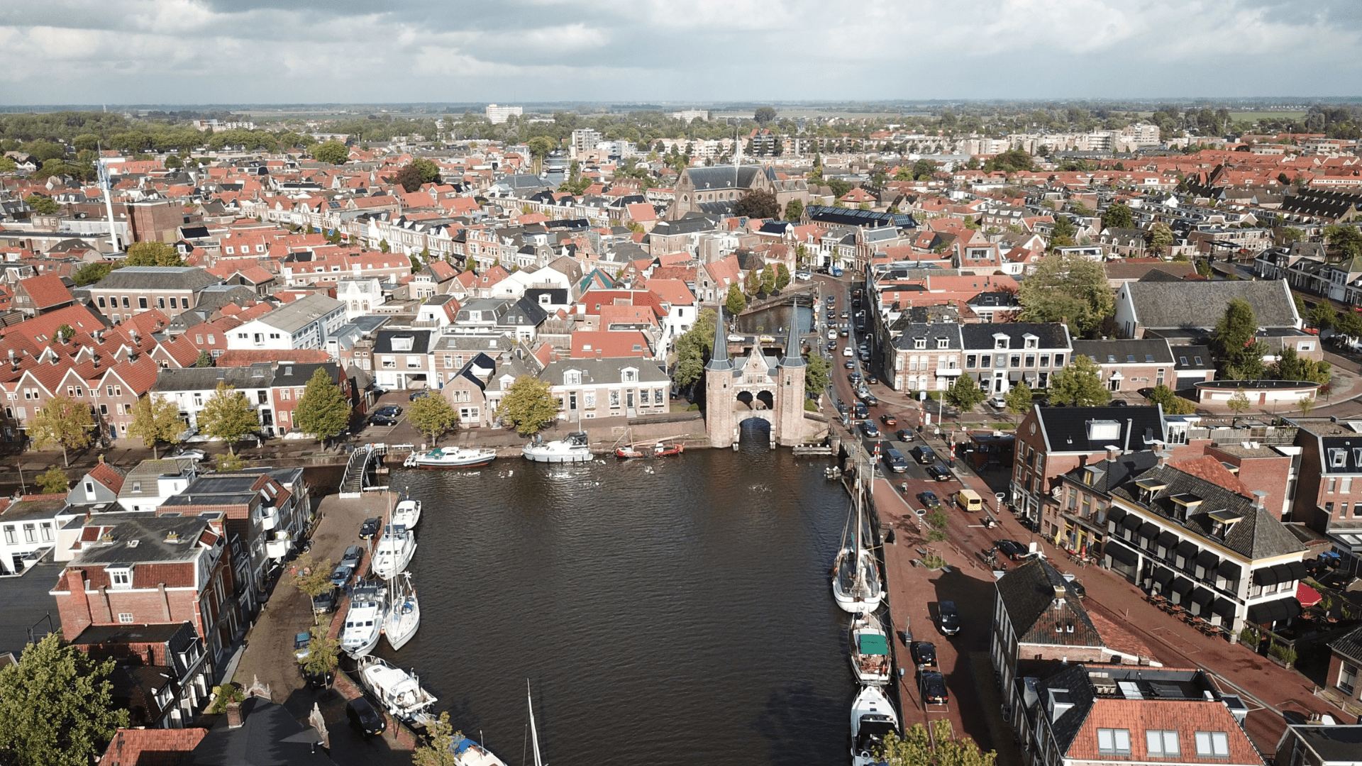 Bovenaanzicht van de stad Sneek