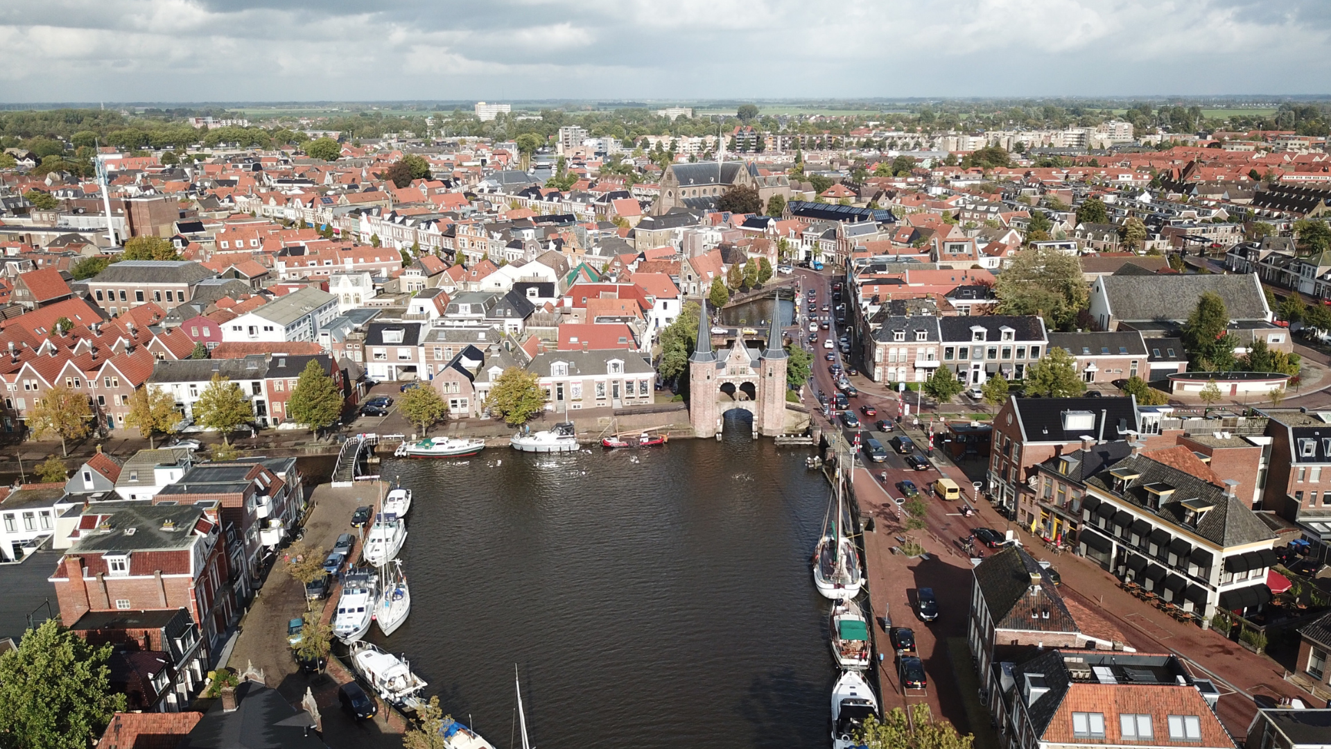 Bovenaanzicht van de stad Sneek