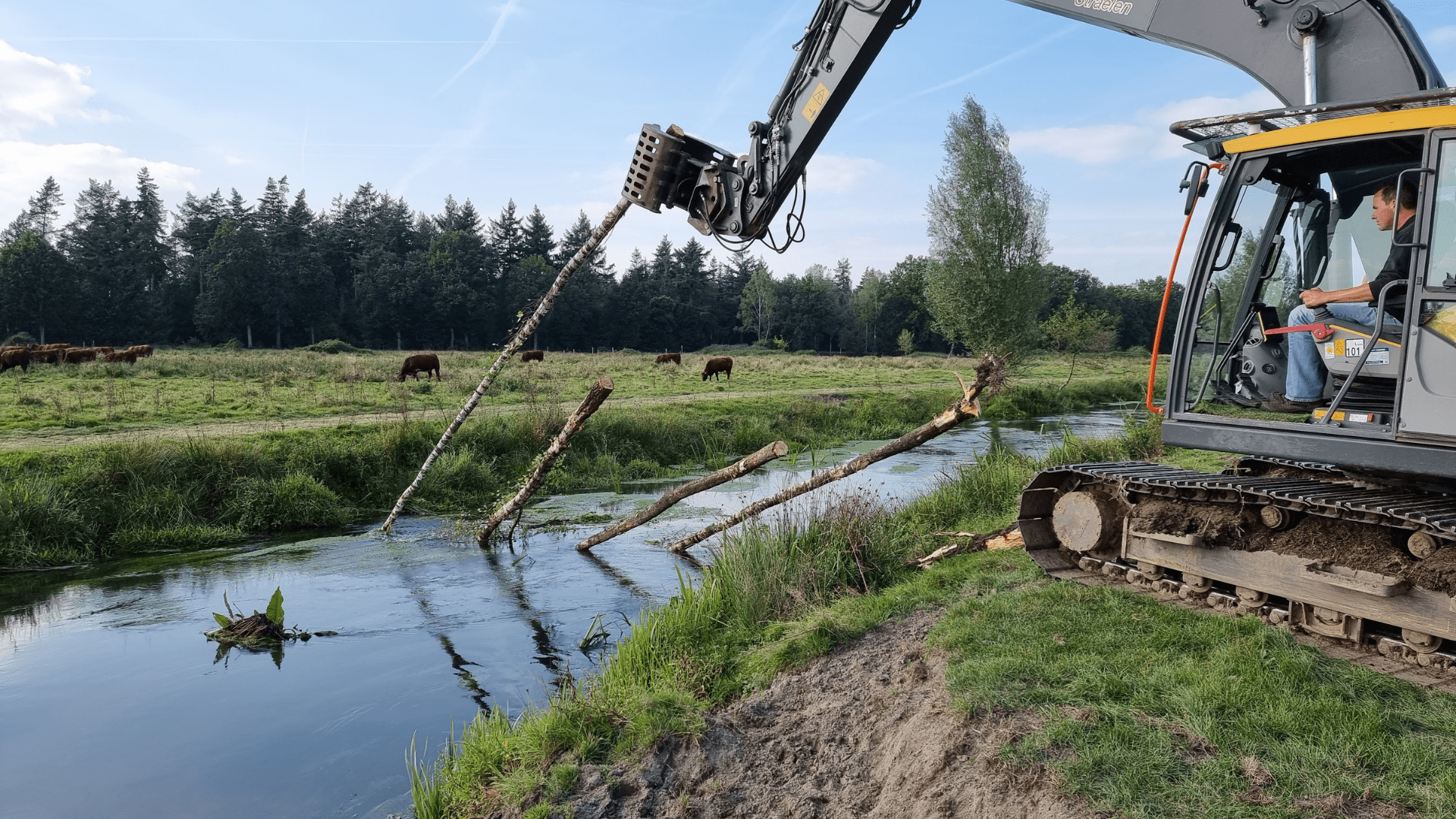 Afbeelding van werkzaamheden met een graafmachine aan de Tongelreep