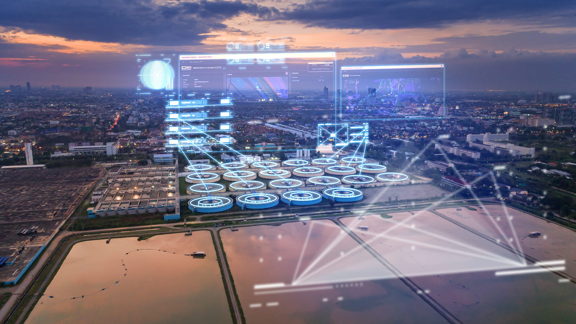 Afvalwater installatie met digitale overlay